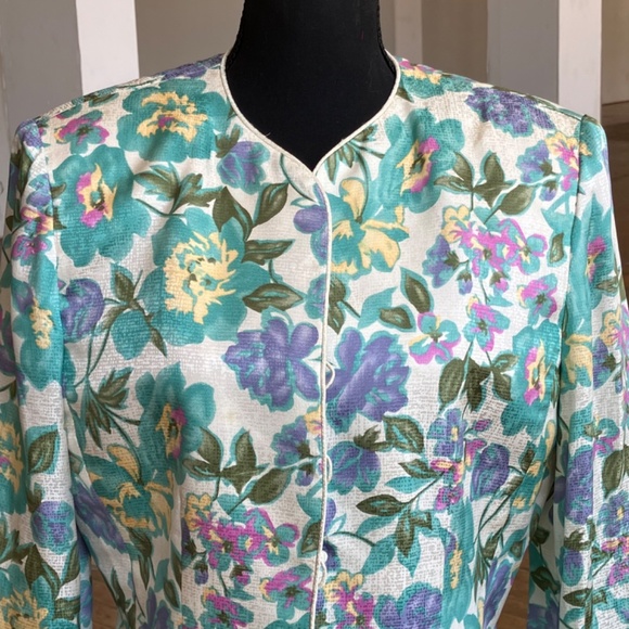 Vintage floral silk jacket - Picture 4 of 8